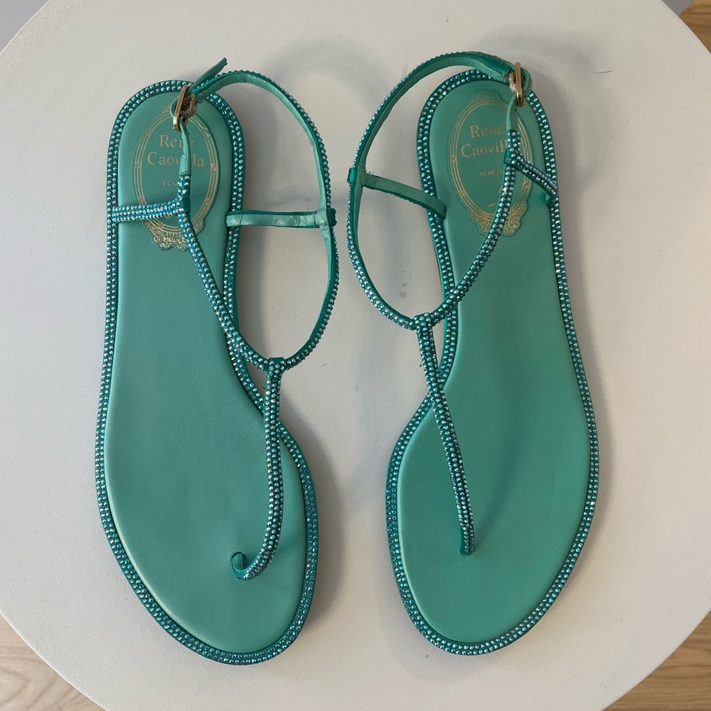 Authentic Rene Caovilla Diana Embellished Ankle Strap Sandals